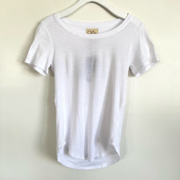 Chaser Women's White Lattice Grid Knit Open Back Short Sleeve T-Shirt Size XS - Picture 3 of 4